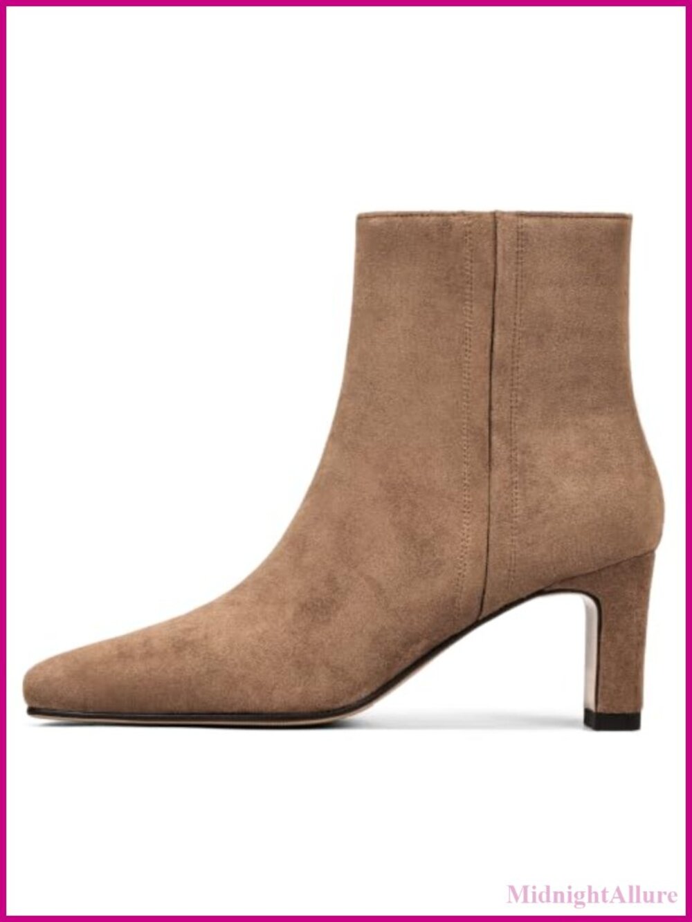 Pointed Toe Ankle Boots Chunky Low Block Heel Suede Side Zipper Women